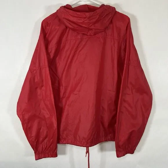 Vintage Izod Lacoste Half Zip Hooded Windbreaker Jacket Mens Medium Red Nylon - Picture 9 of 11